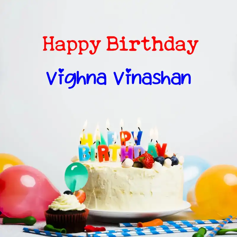 Happy Birthday Vighna Vinashan Cake Balloons Card